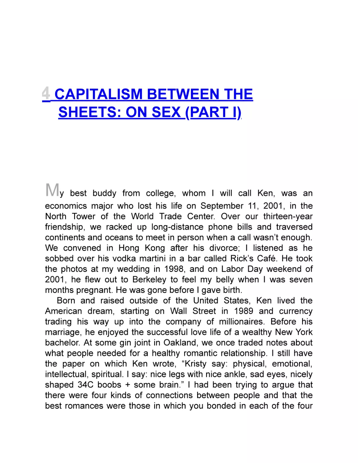 4 CAPITALISM BETWEEN THE SHEETS