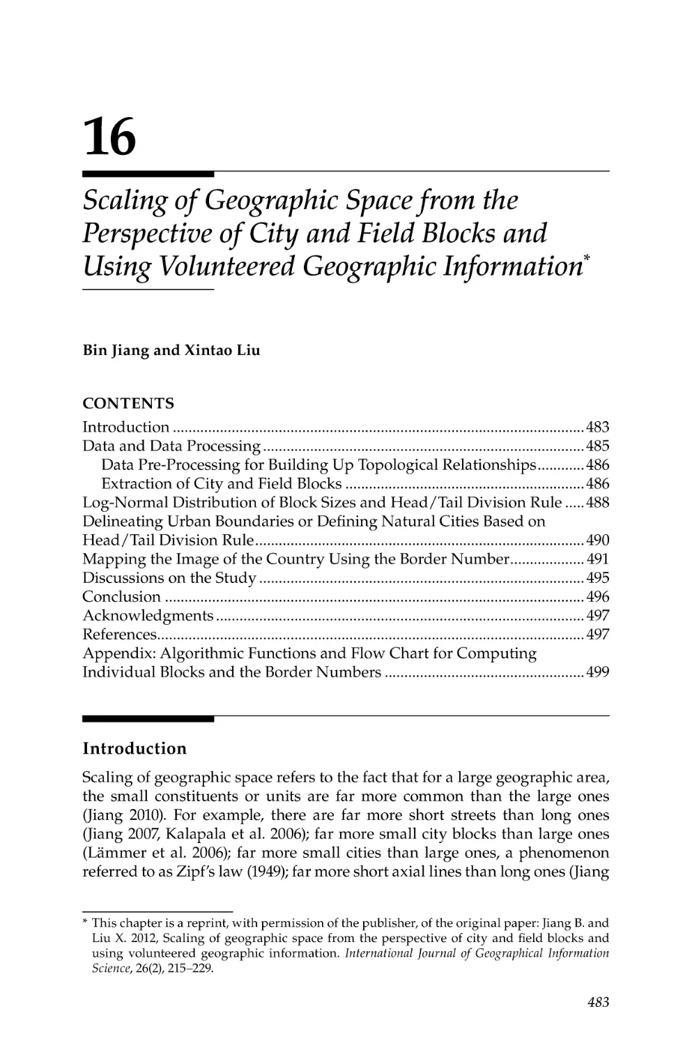16. Scaling of Geographic Space from the Perspective of City and Field Blocks and Using Volunteered Geographic Information