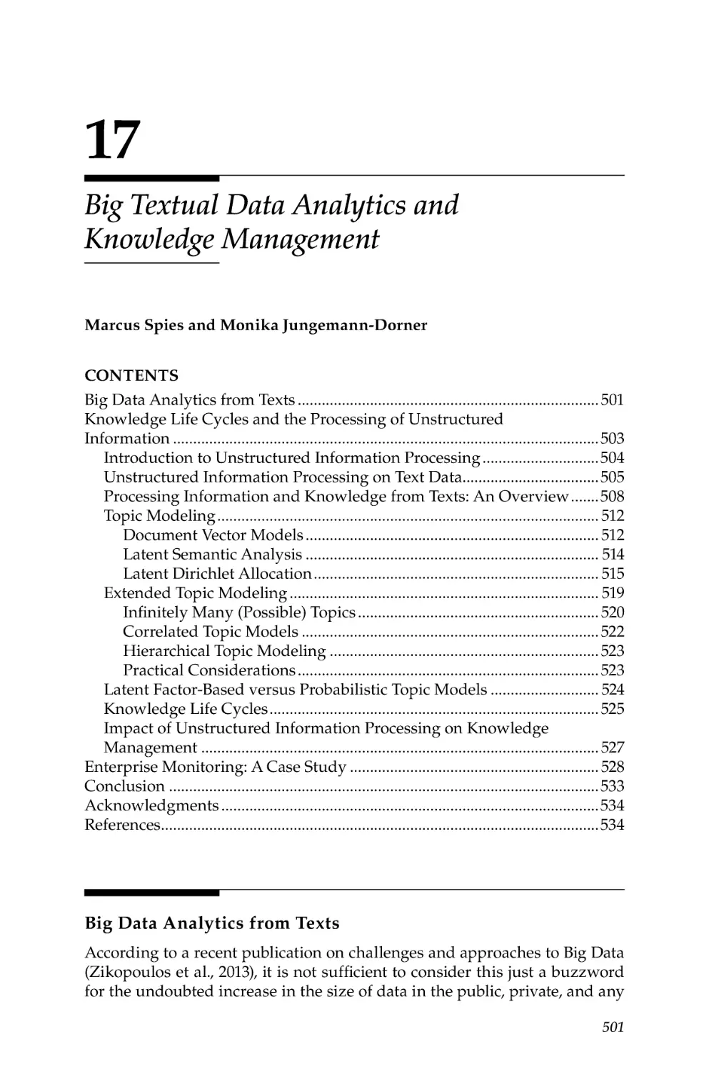 17. Big Textual Data Analytics and Knowledge Management