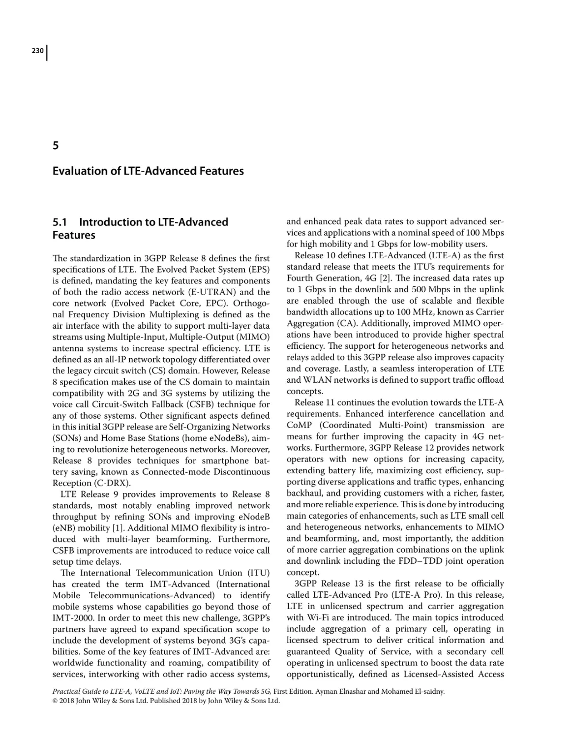 Chapter 5 Evaluation of LTE‐Advanced Features
5.1 Introduction to LTE‐Advanced Features