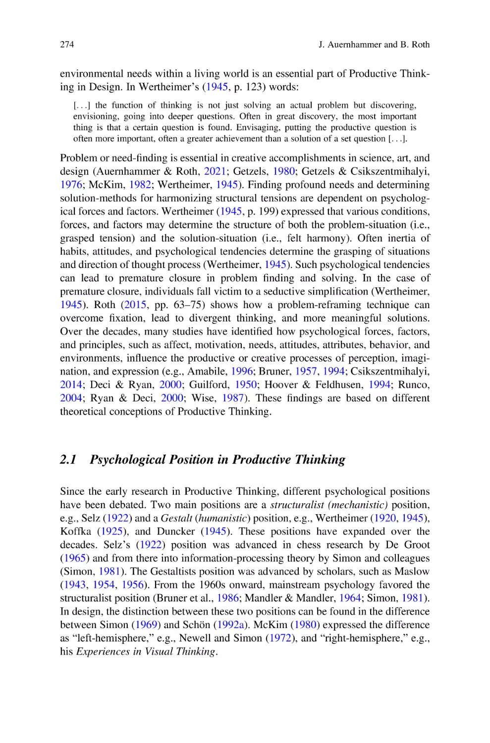 2.1 Psychological Position in Productive Thinking