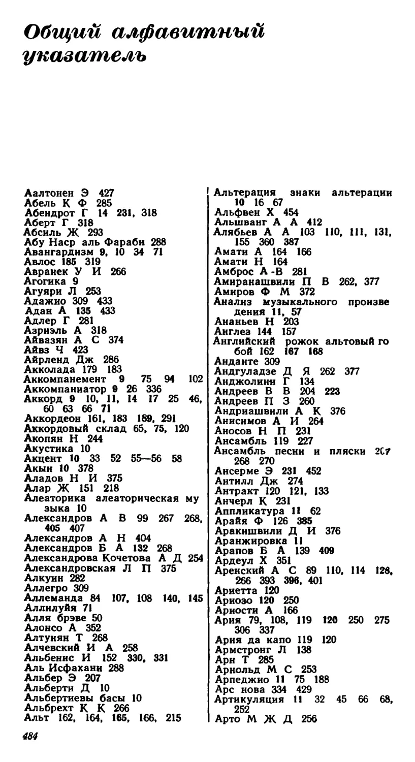 XV Общий алфавитный указатель