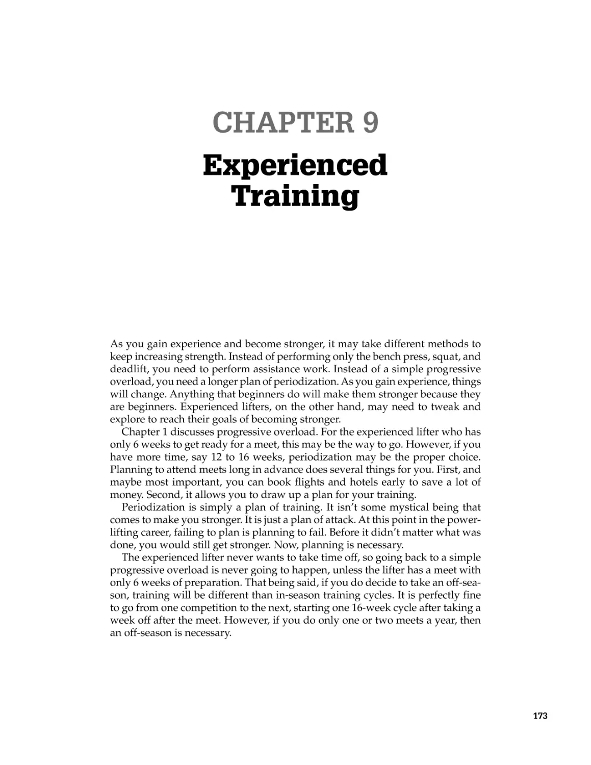 CHAPTER 9 Experienced Training