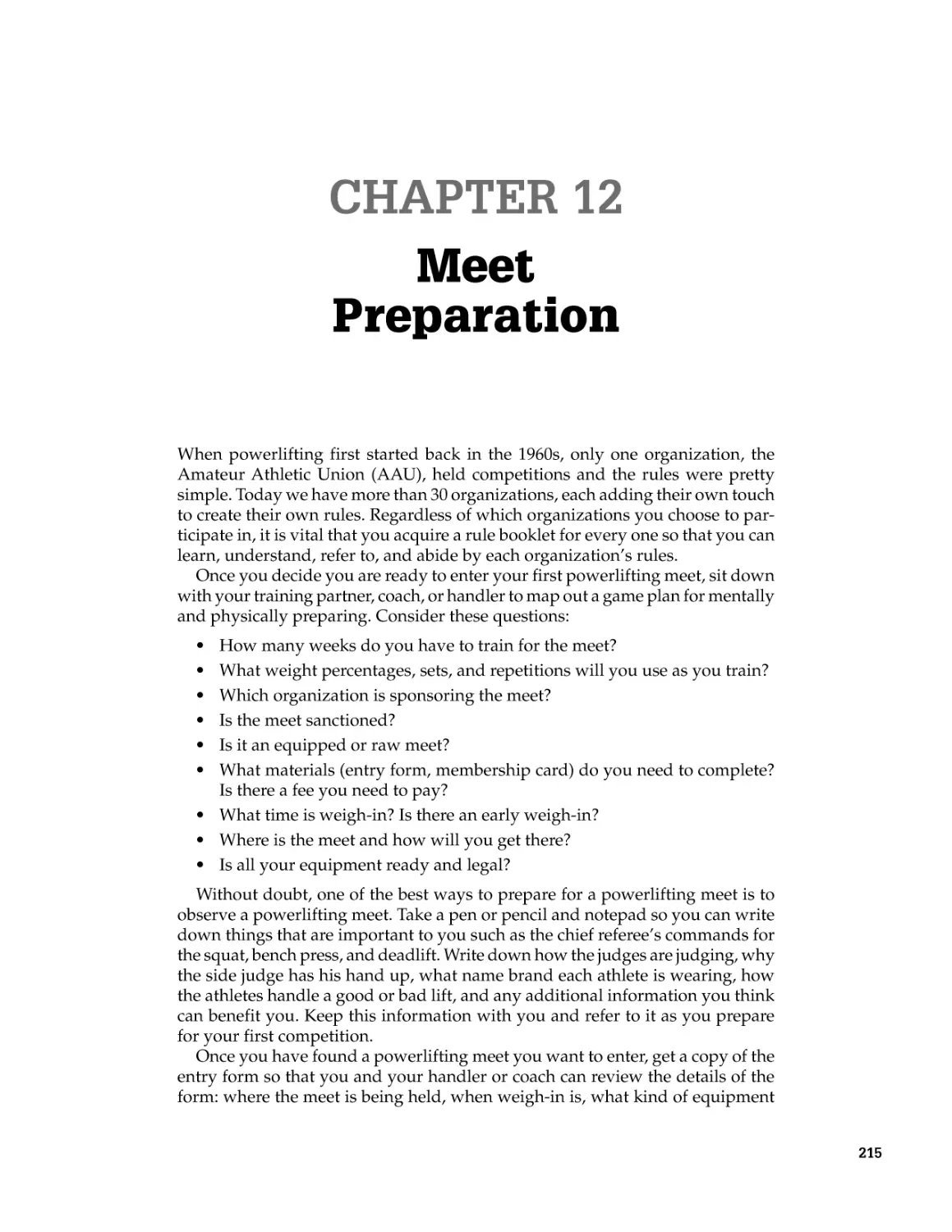 CHAPTER 12 Meet Preparation