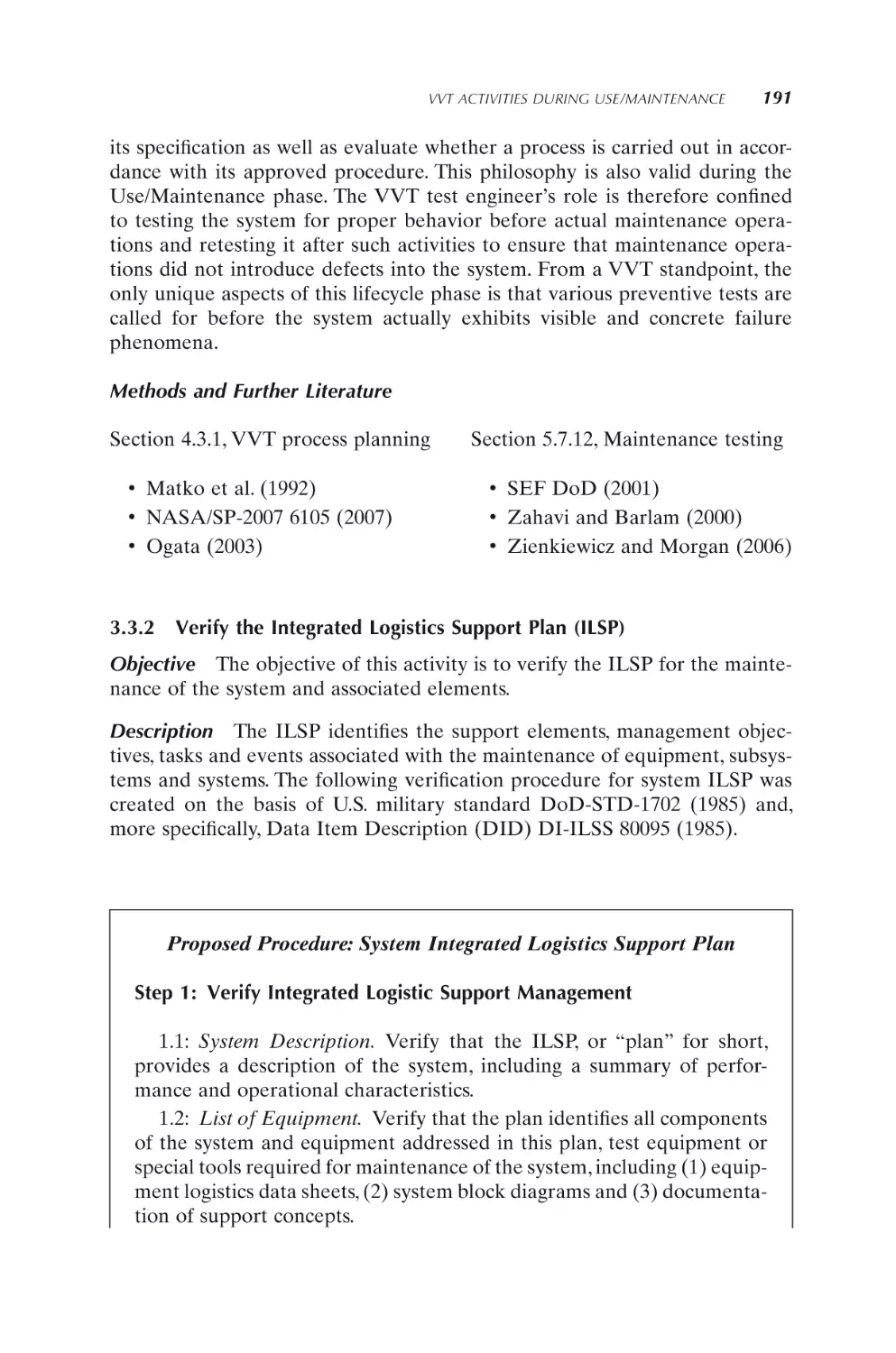 3.3.2 Verify the Integrated Logistics Support Plan (ILSP)