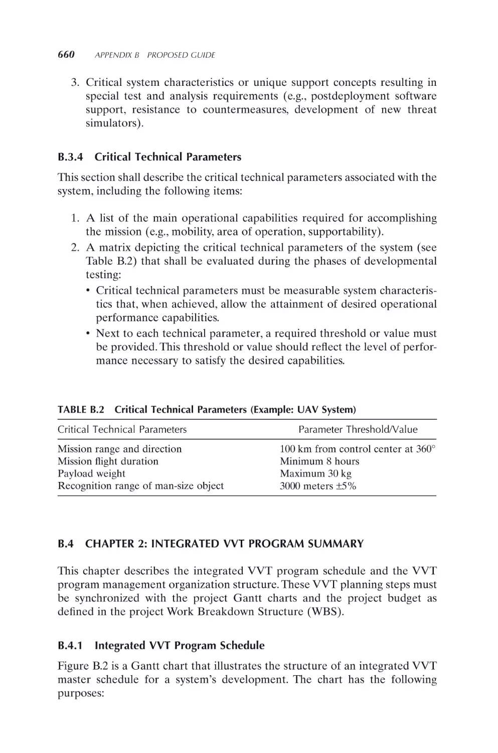 B.3.4 Critical Technical Parameters
B.4 CHAPTER 2
B.4.1 Integrated VVT Program Schedule
