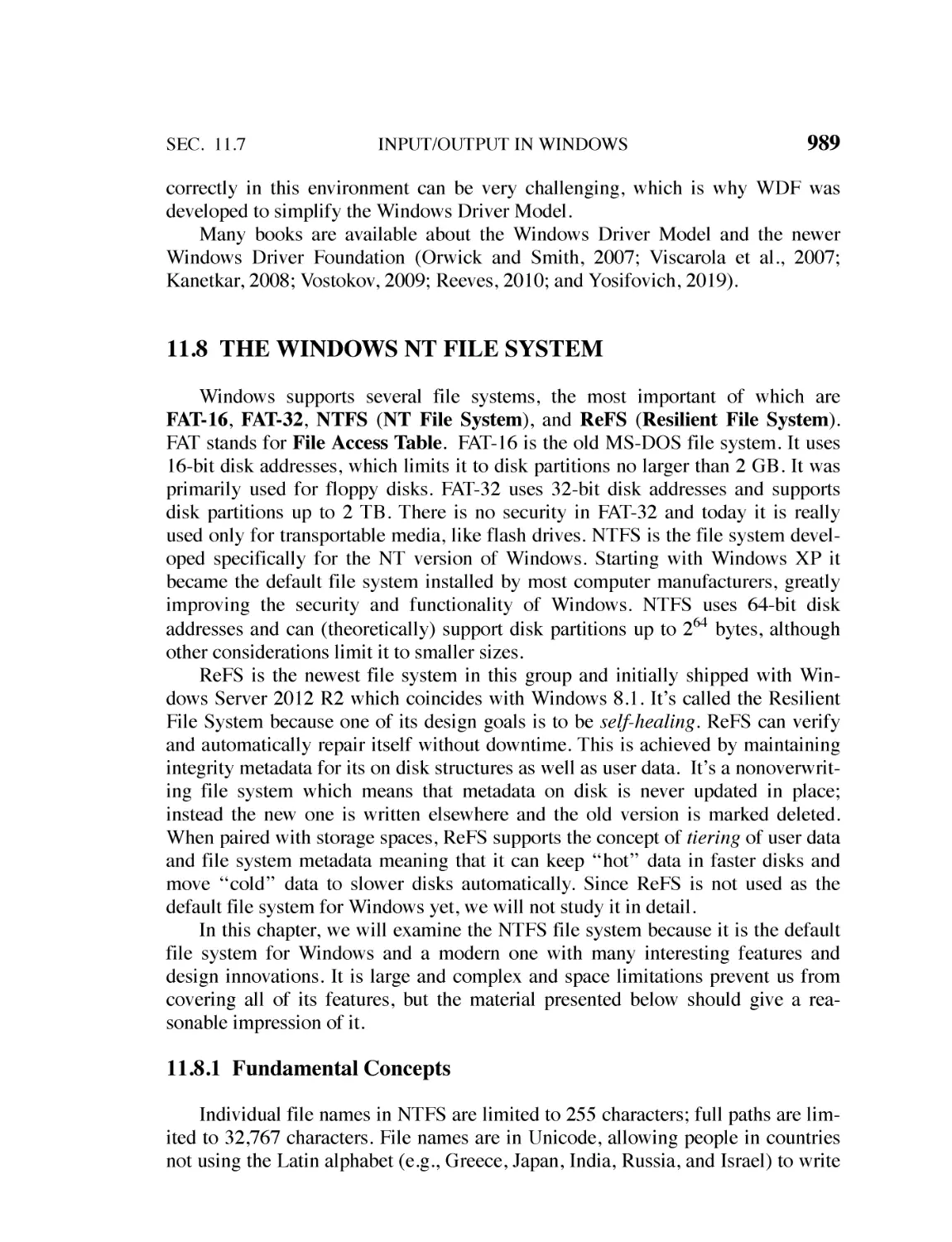 11.8 the Windows NT File System
11.8.1 Fundamental Concepts