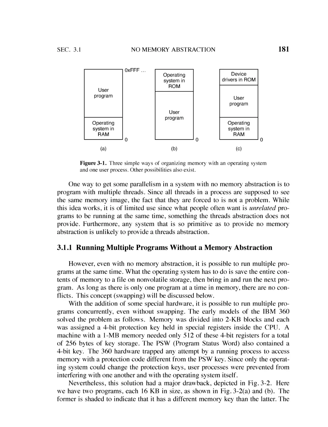 3.1.1 Running Multiple Programs Without a Memory Abstraction