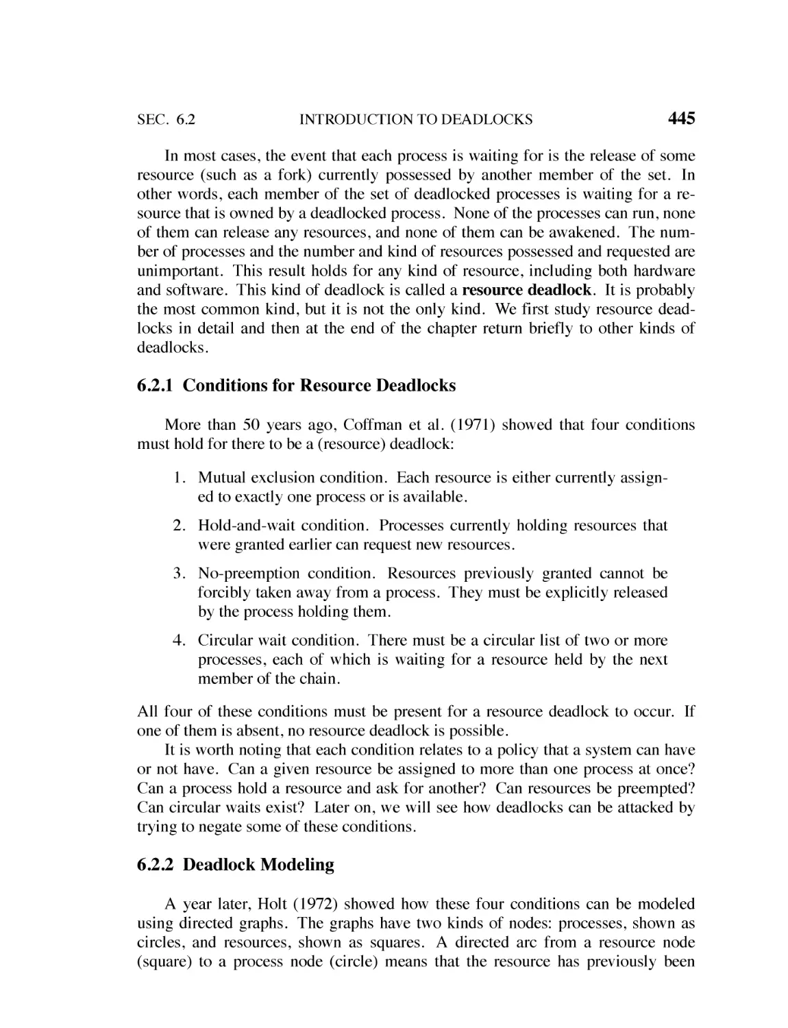 6.2.1 Conditions for Resource Deadlocks
6.2.2 Deadlock Modeling