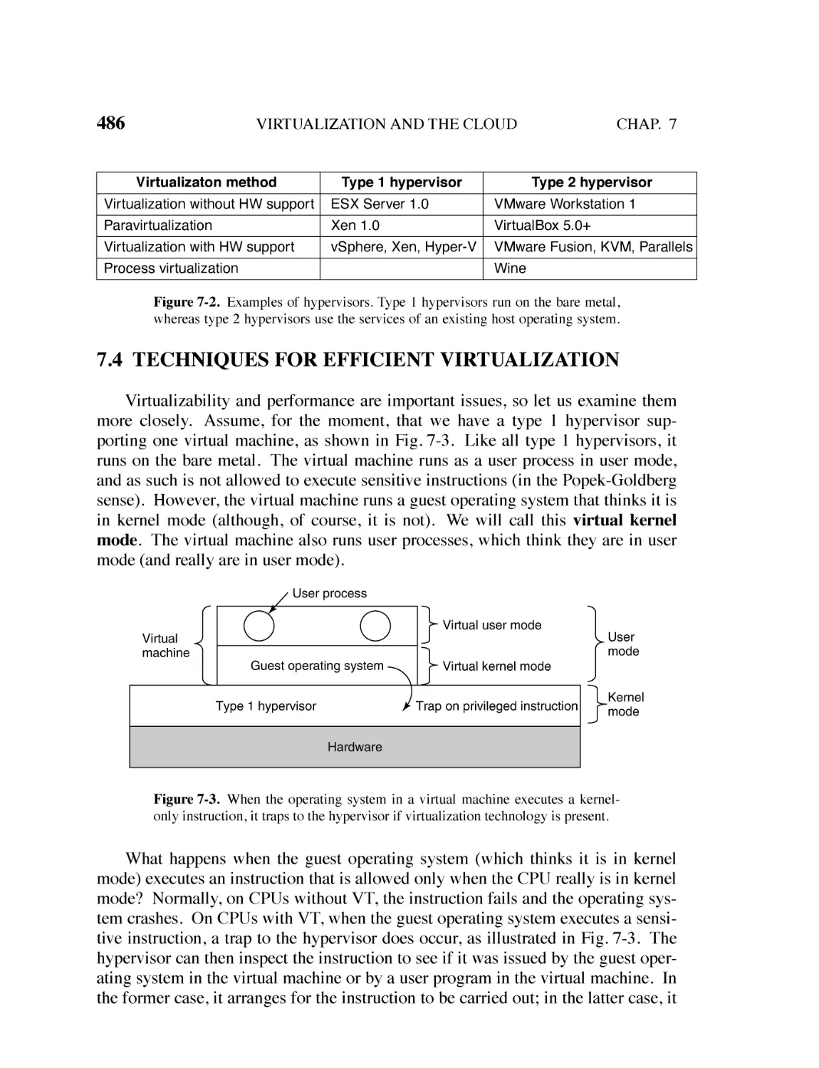 7.4 Techniques for Efficient Virtualization