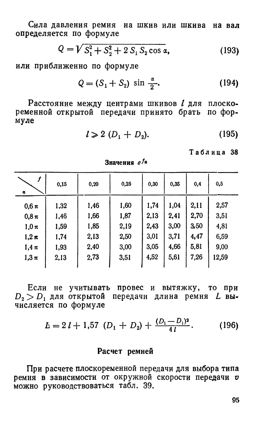 Расчет ремней