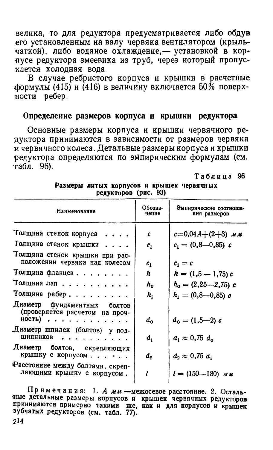 Определение размеров корпуса и крышки редуктора