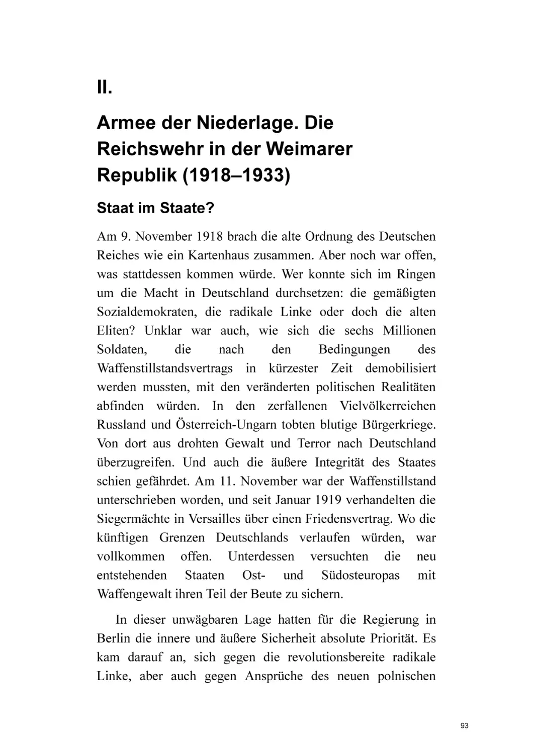 II. Armee der Niederlage. Die Reichswehr in der Weimarer Republik (1918–1933)
Staat im Staate?