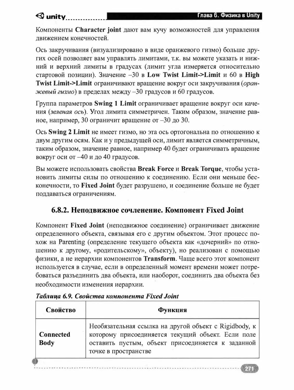 6.8.2. Неподвижное сочленение. Компонент Fixed Joint