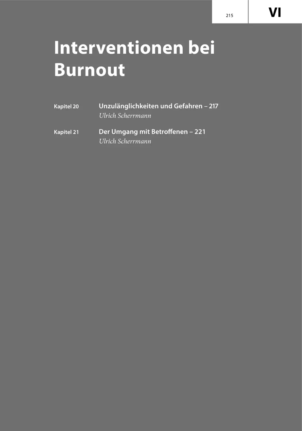 VI
Interventionen bei Burnout