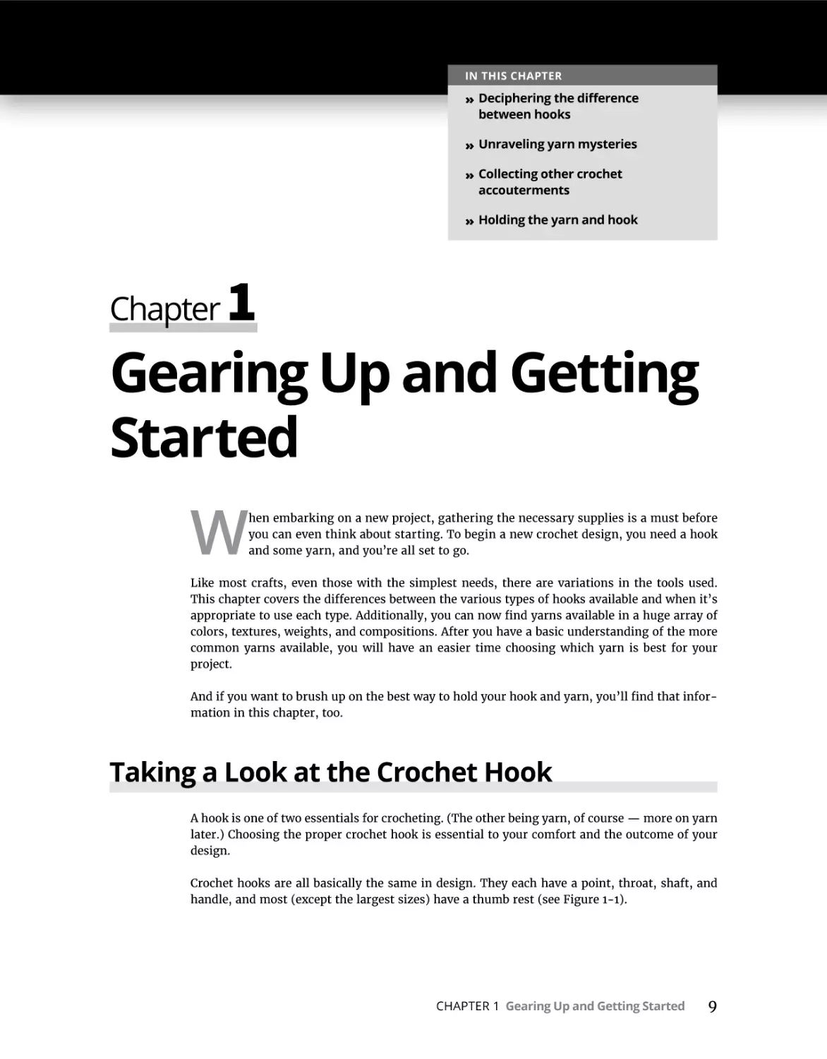 Chapter 1 Gearing Up and Getting Started
Taking a Look at the Crochet Hook