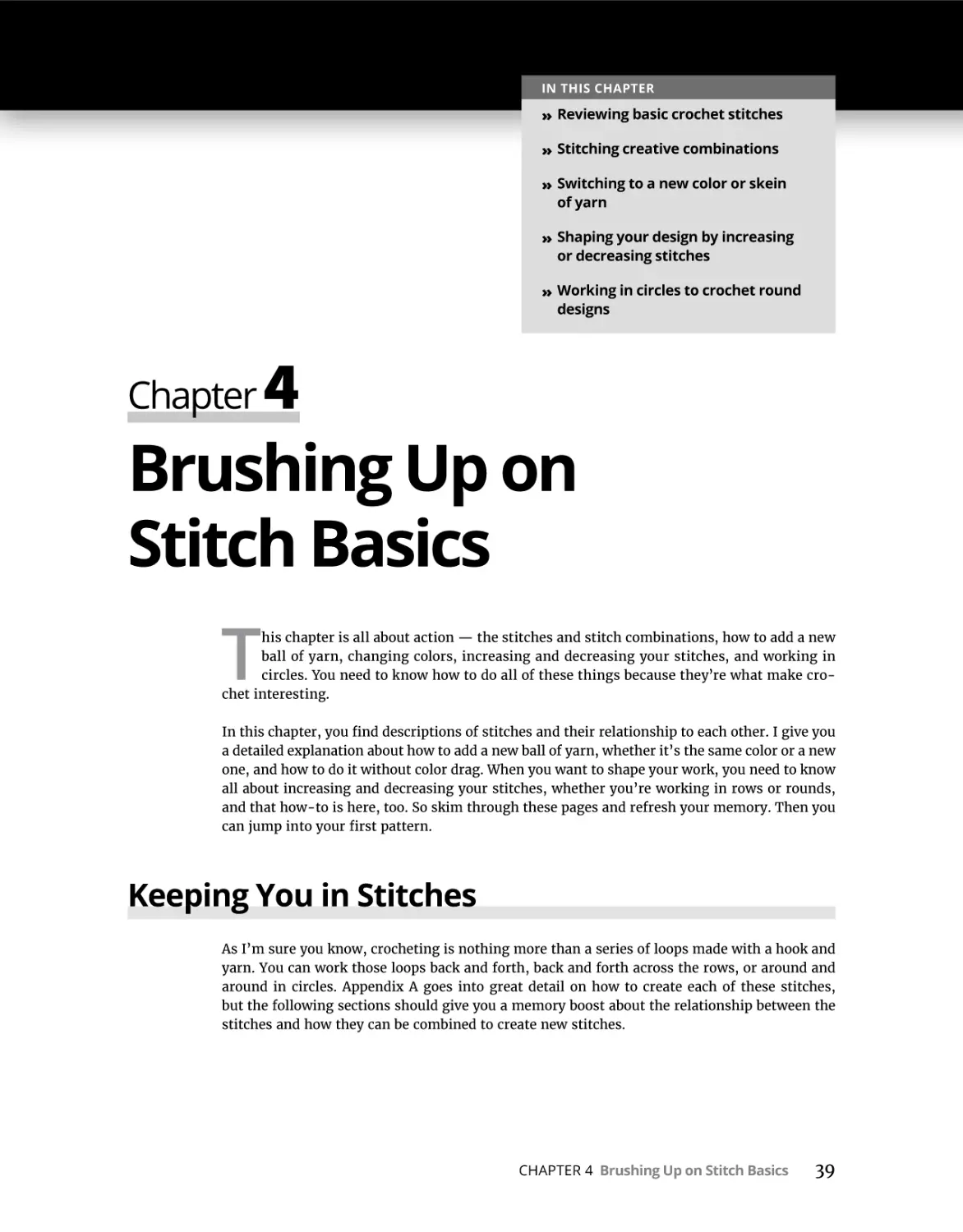 Chapter 4 Brushing Up on Stitch Basics
Keeping You in Stitches