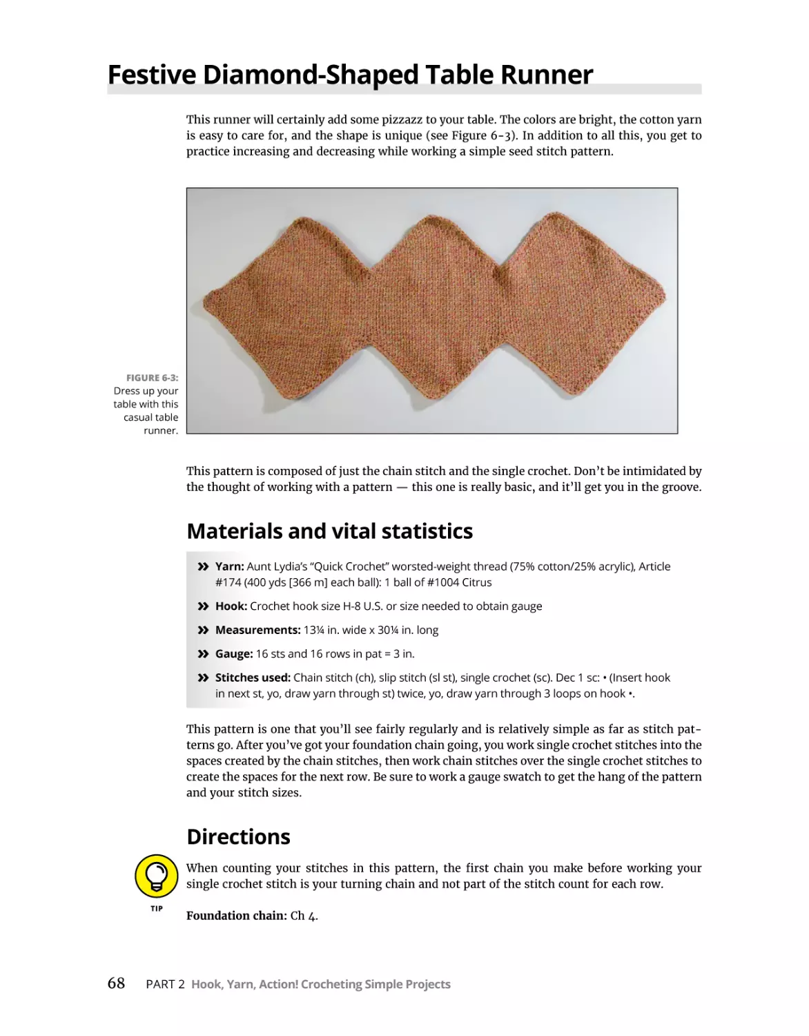 Festive Diamond-Shaped Table Runner
Materials and vital statistics
Directions