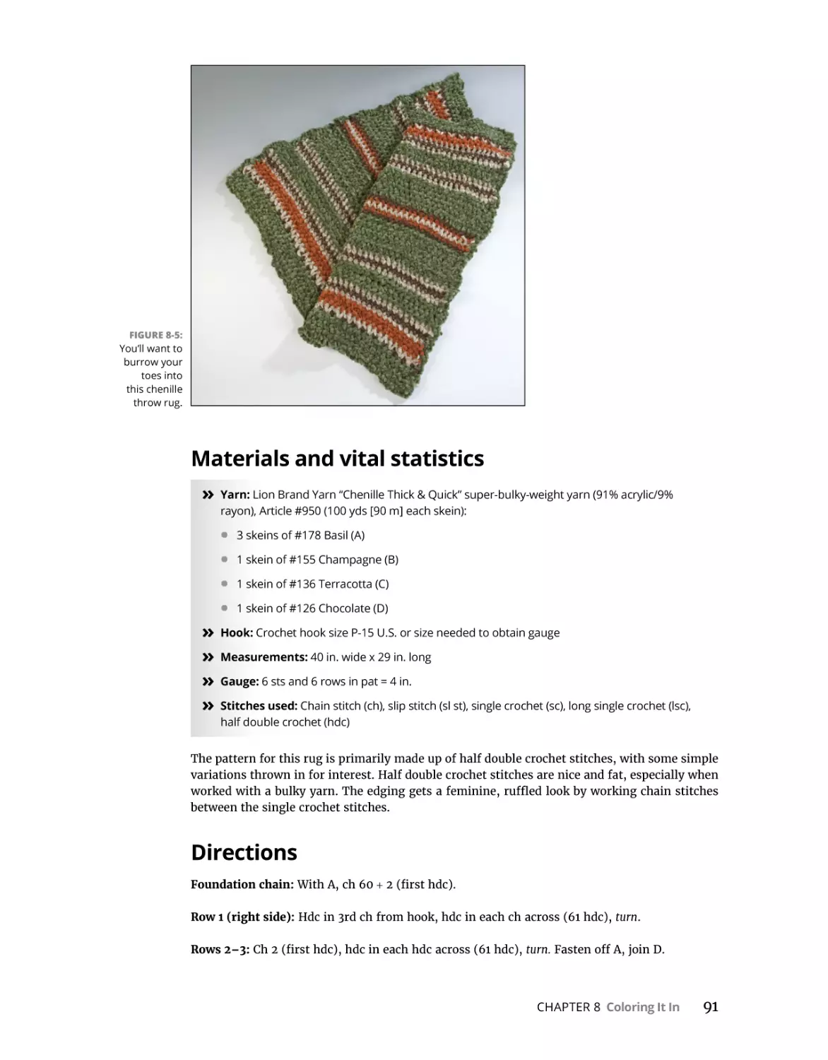 Materials and vital statistics
Directions