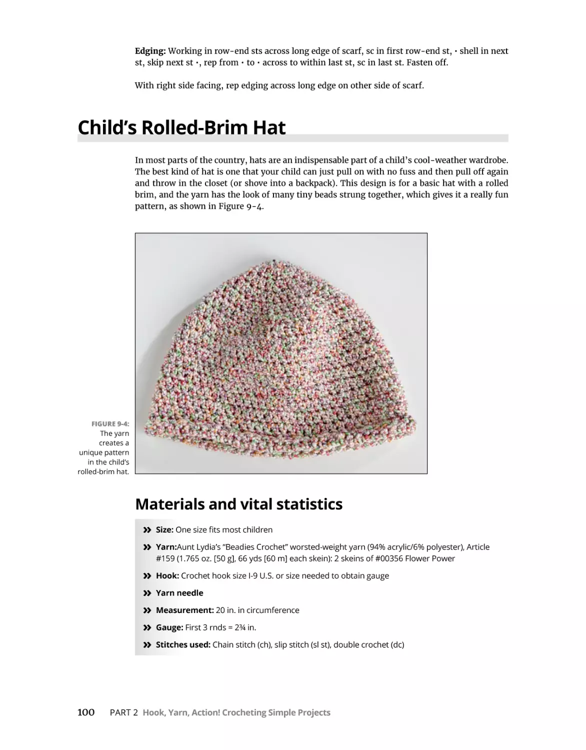 Child’s Rolled-Brim Hat
Materials and vital statistics