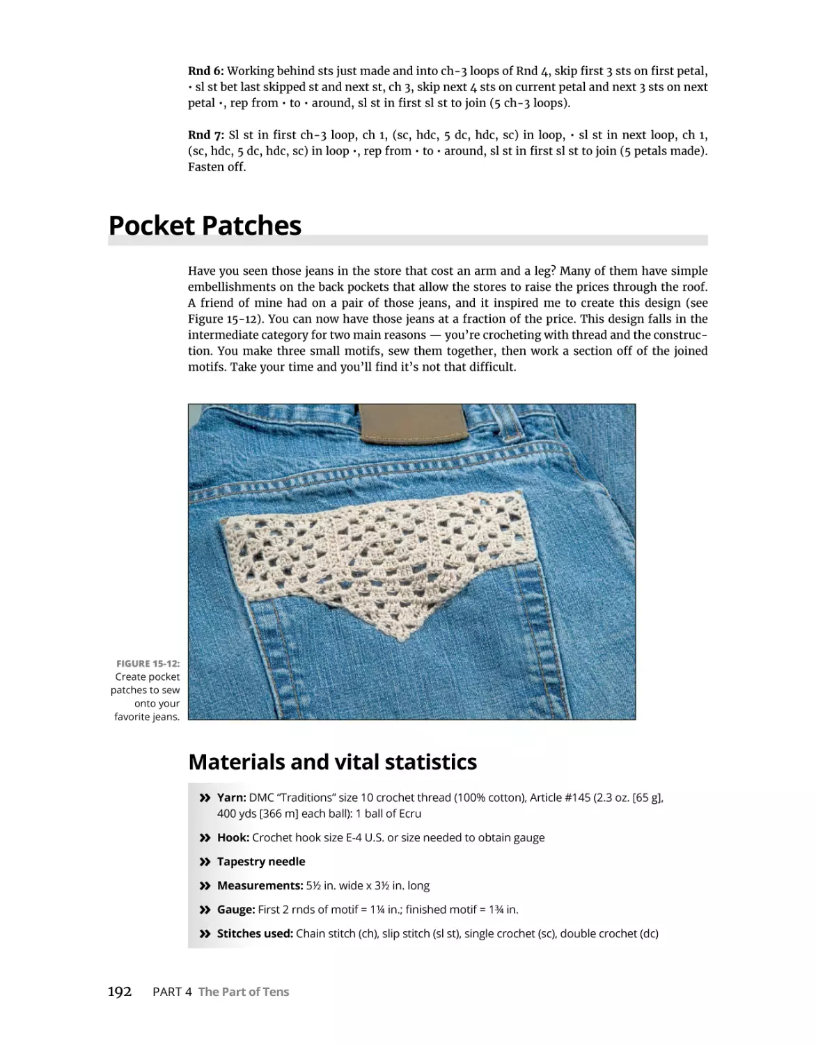 Pocket Patches
Materials and vital statistics