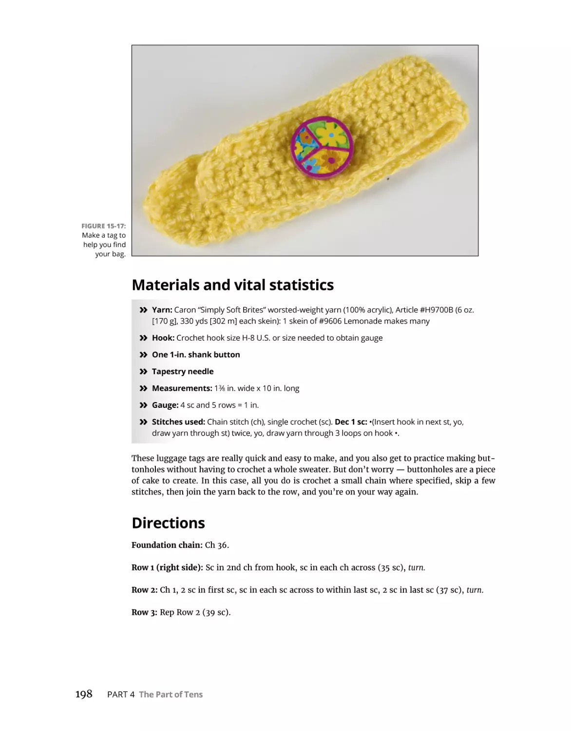 Materials and vital statistics
Directions