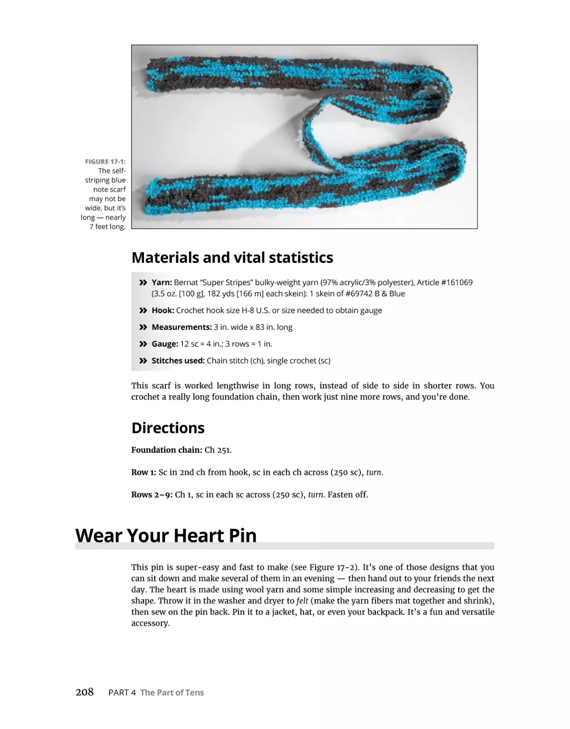 Materials and vital statistics
Directions
Wear Your Heart Pin