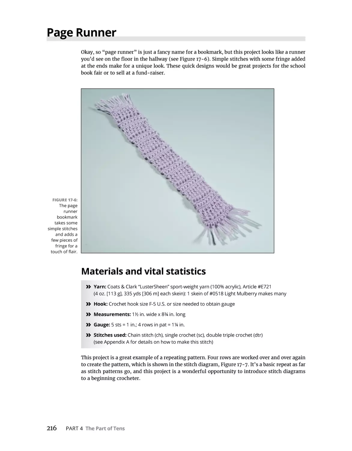 Page Runner
Materials and vital statistics