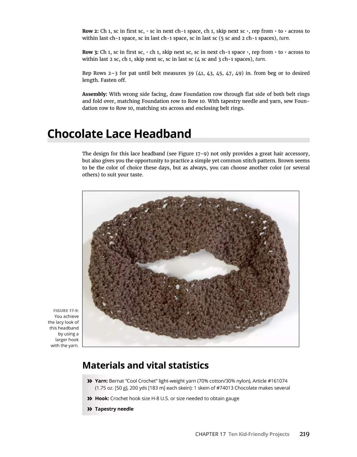 Chocolate Lace Headband
Materials and vital statistics