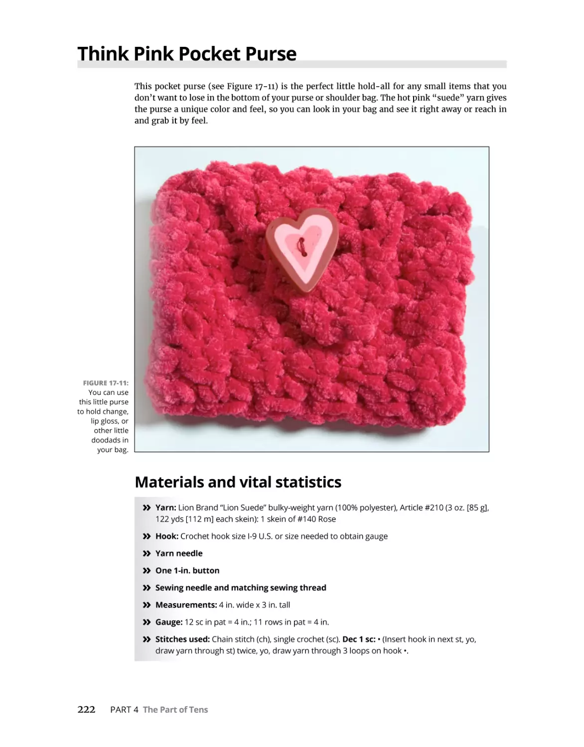 Think Pink Pocket Purse
Materials and vital statistics