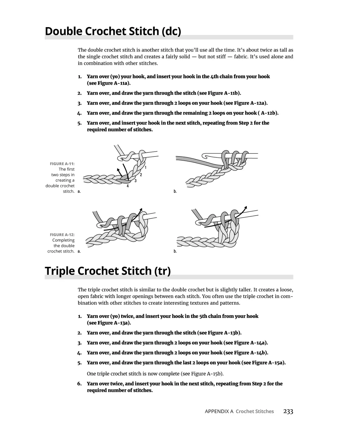 Double Crochet Stitch (dc)
Triple Crochet Stitch (tr)