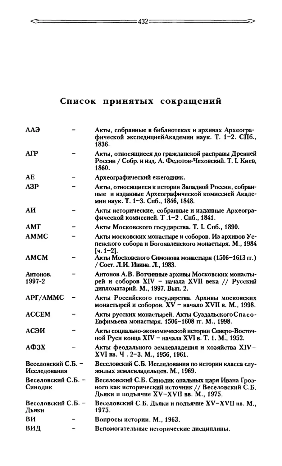 Список принятых сокращений