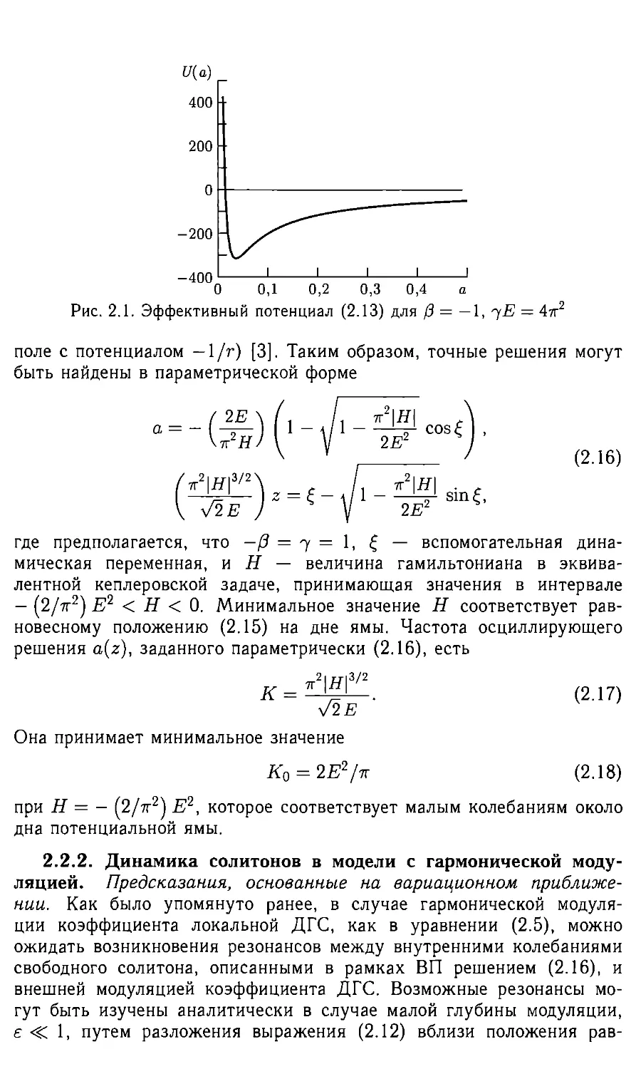 2.2.2 Динамика солитонов в модели с гармонической модуляцией