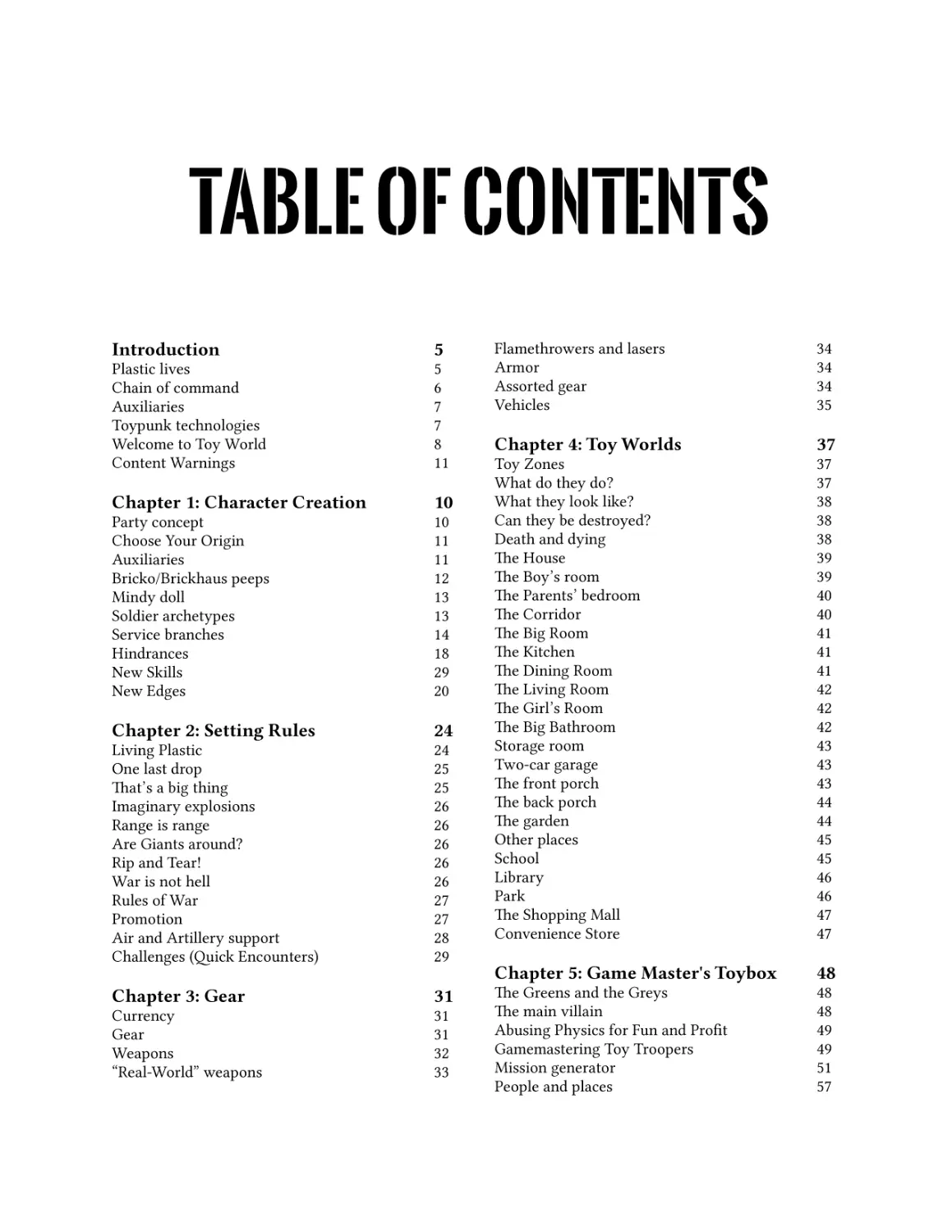 Table of Contents