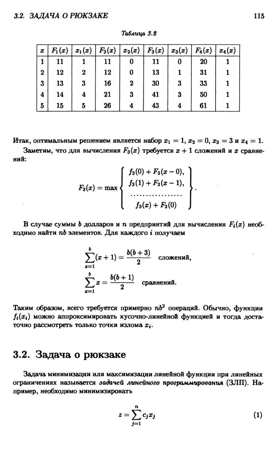 3.2. Задача о рюкзаке