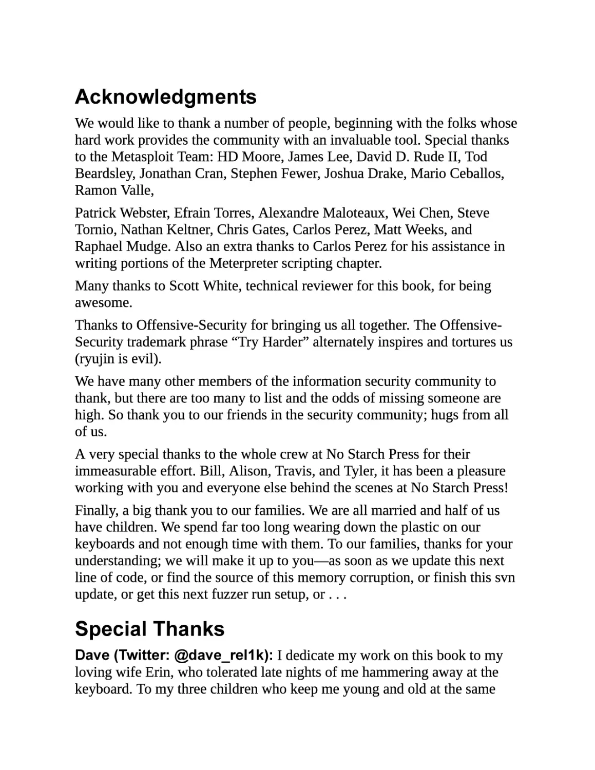 Acknowledgments
Special Thanks