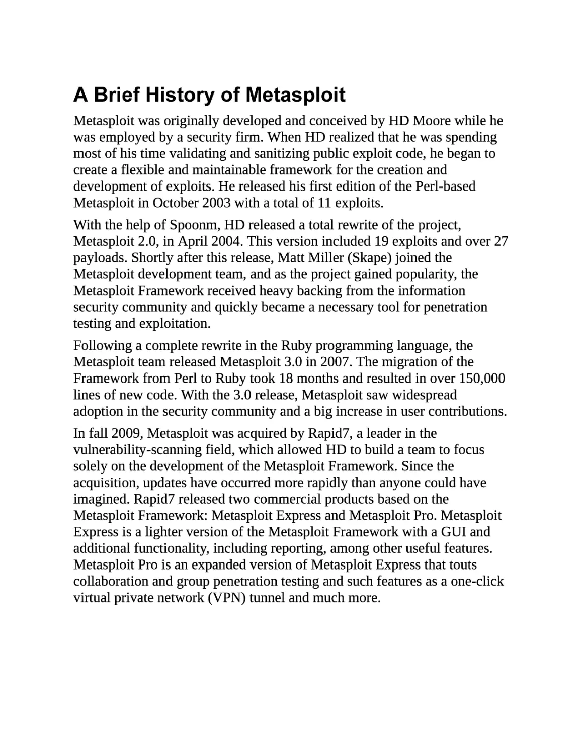 A Brief History of Metasploit