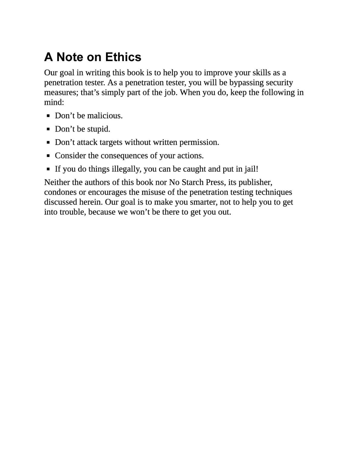 A Note on Ethics