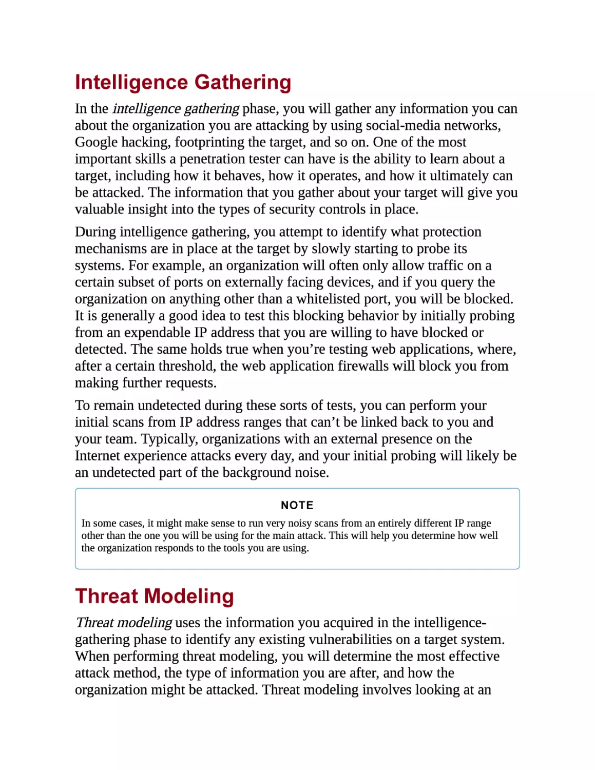 Intelligence Gathering
Threat Modeling