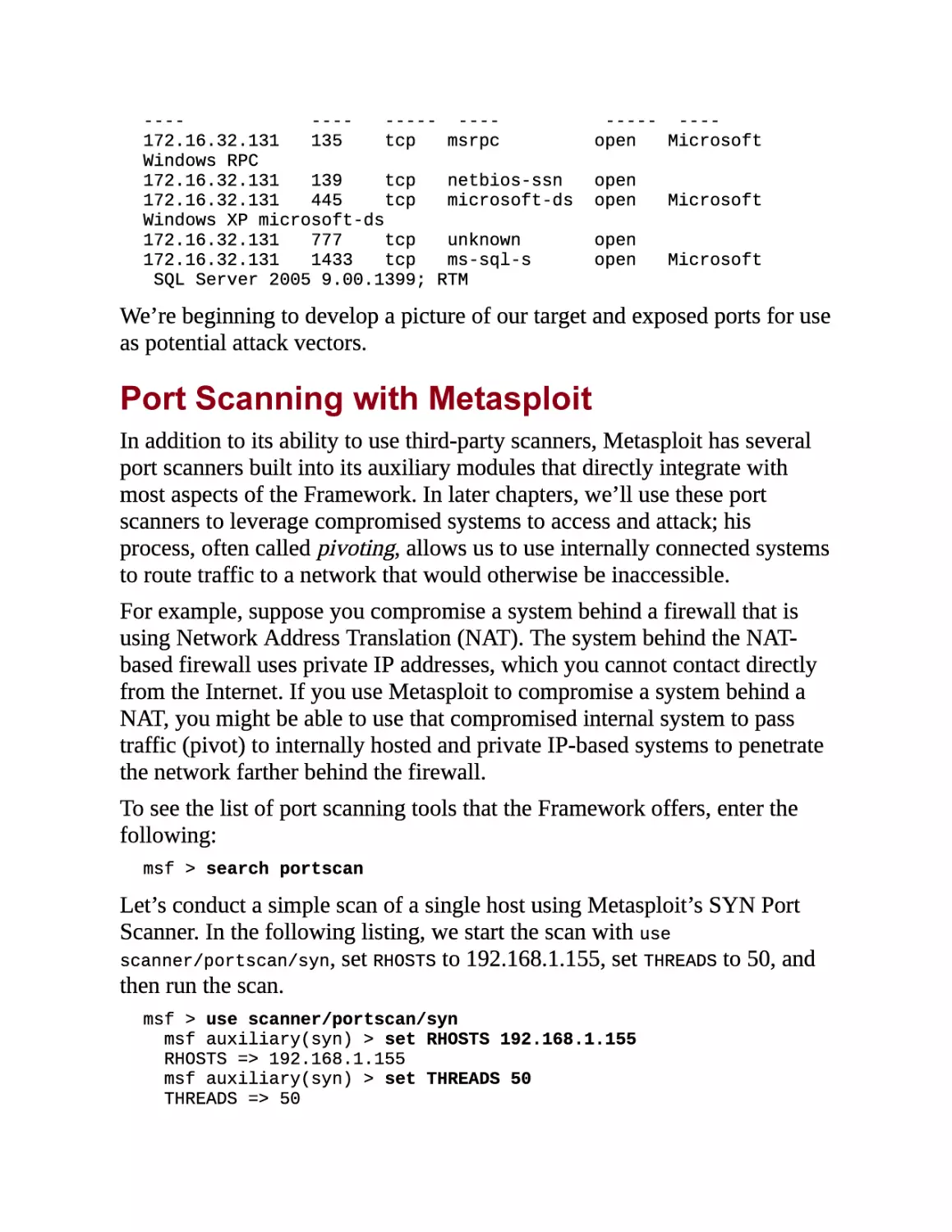 Port Scanning with Metasploit