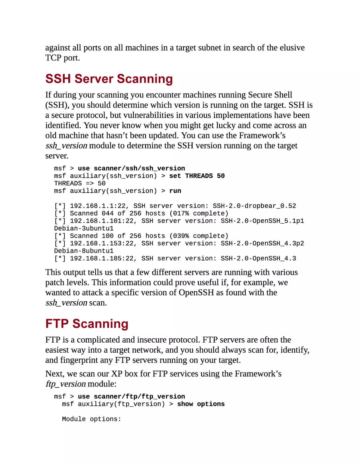 SSH Server Scanning
FTP Scanning