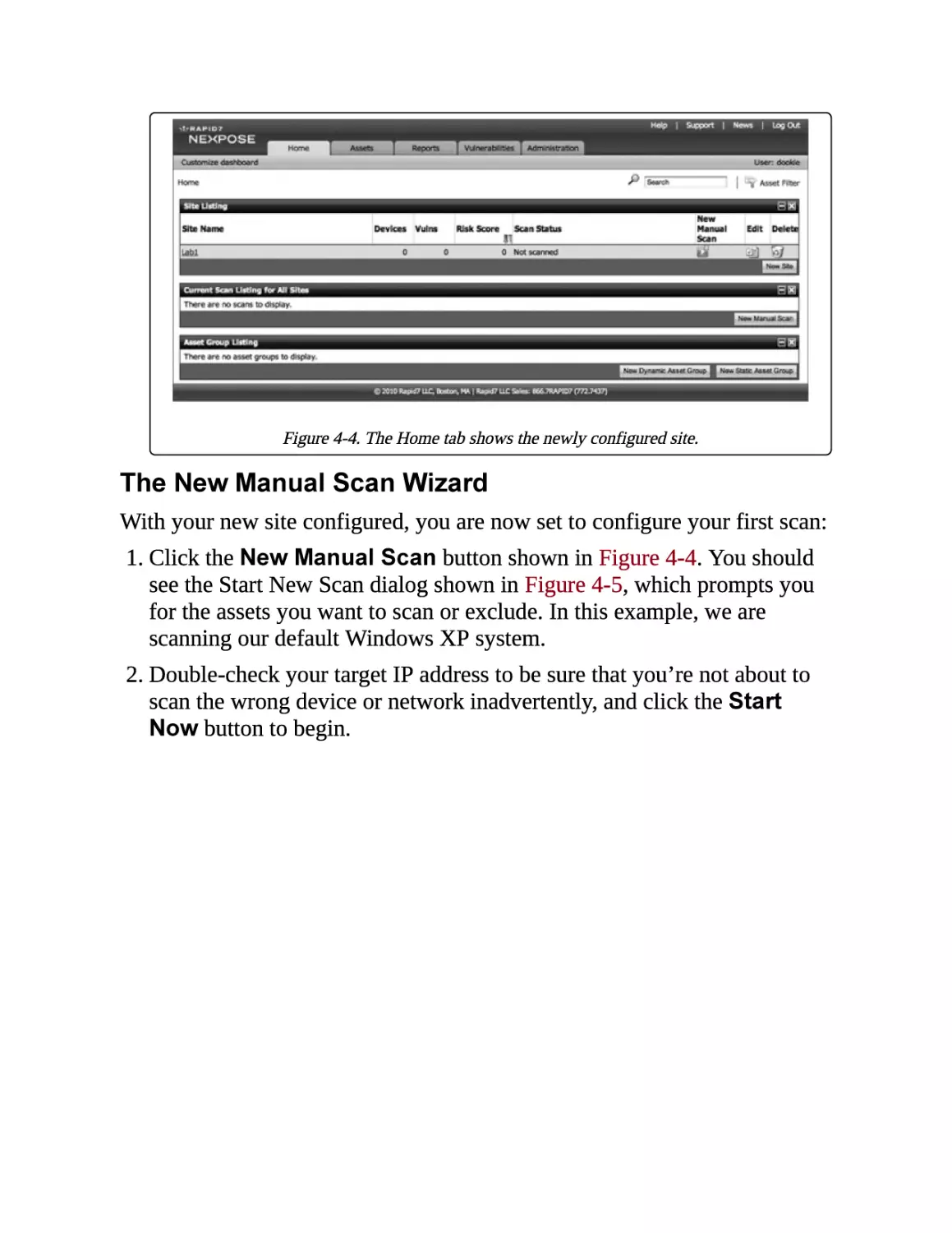 The New Manual Scan Wizard