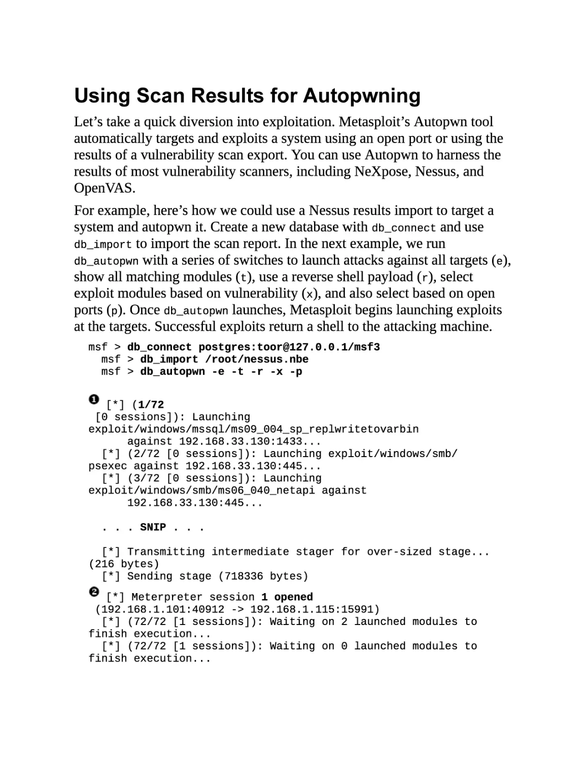 Using Scan Results for Autopwning