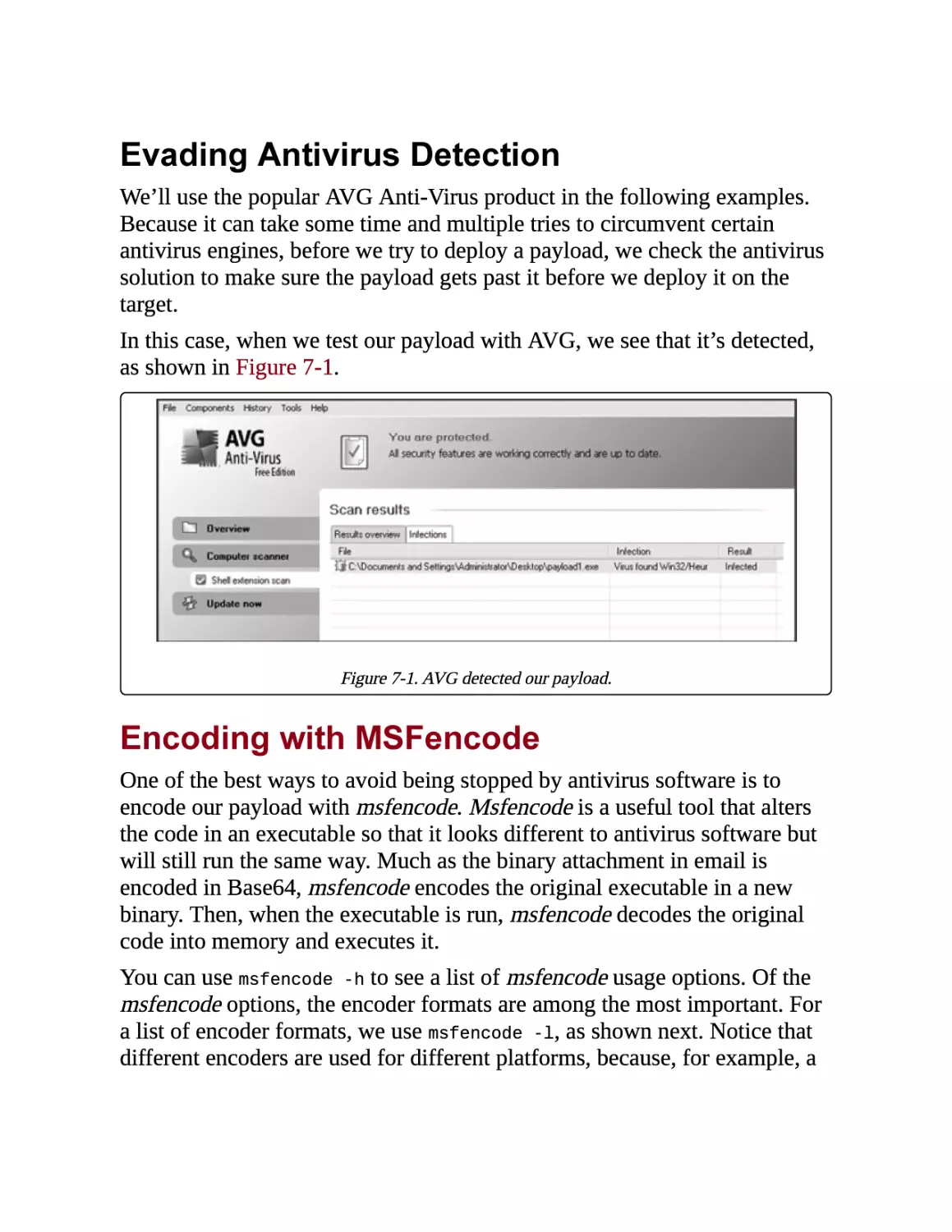 Evading Antivirus Detection
Encoding with MSFencode