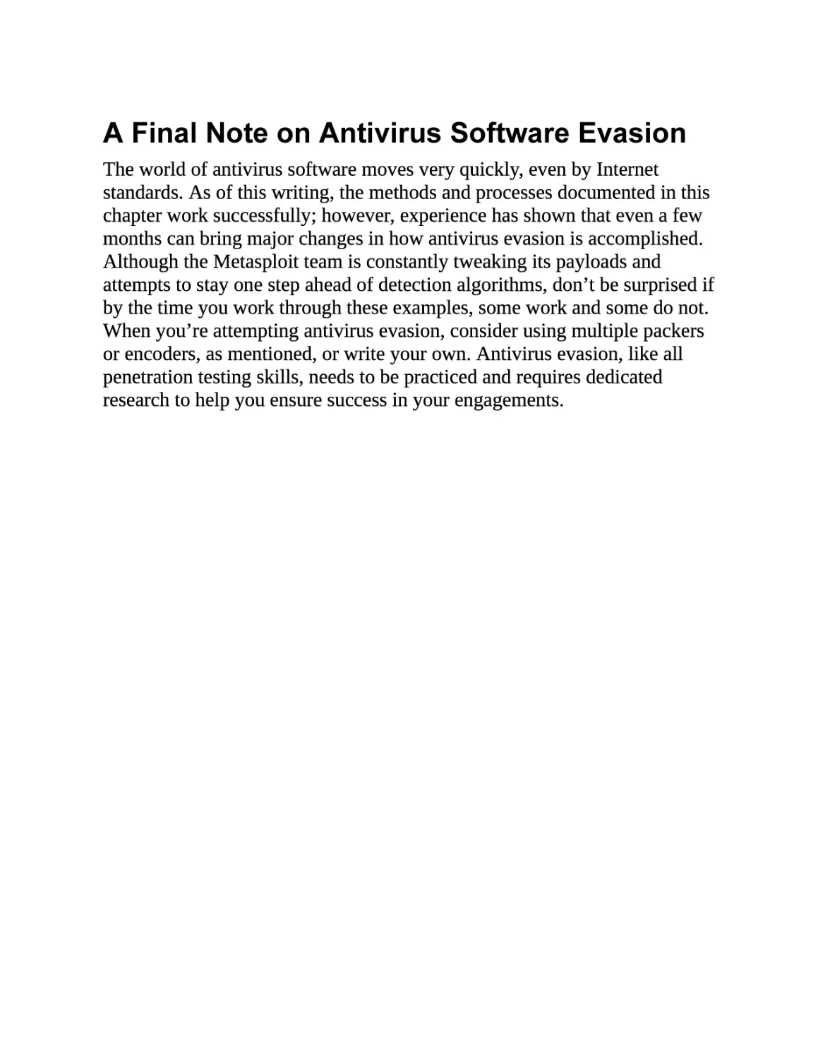 A Final Note on Antivirus Software Evasion