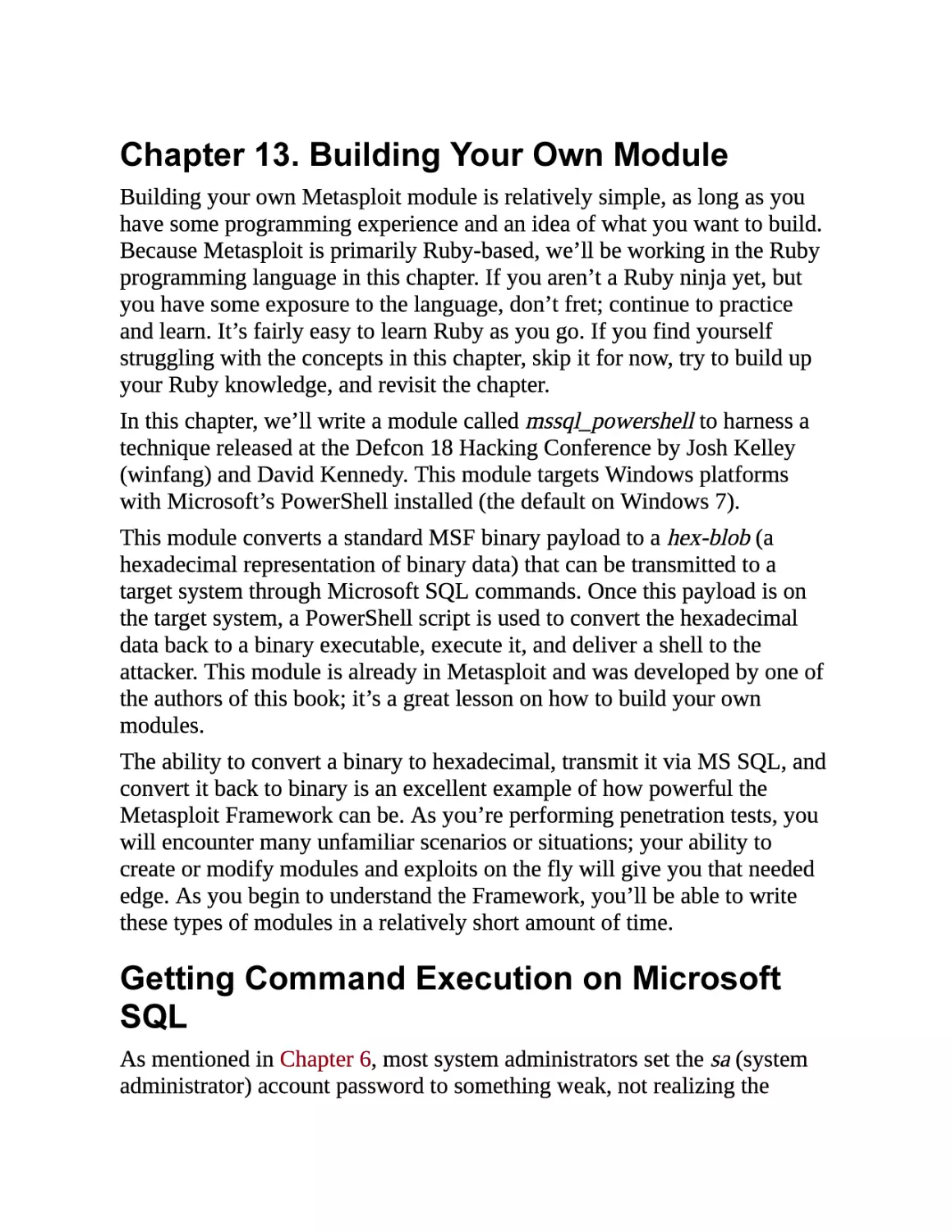 13. Building Your Own Module
Getting Command Execution on Microsoft SQL