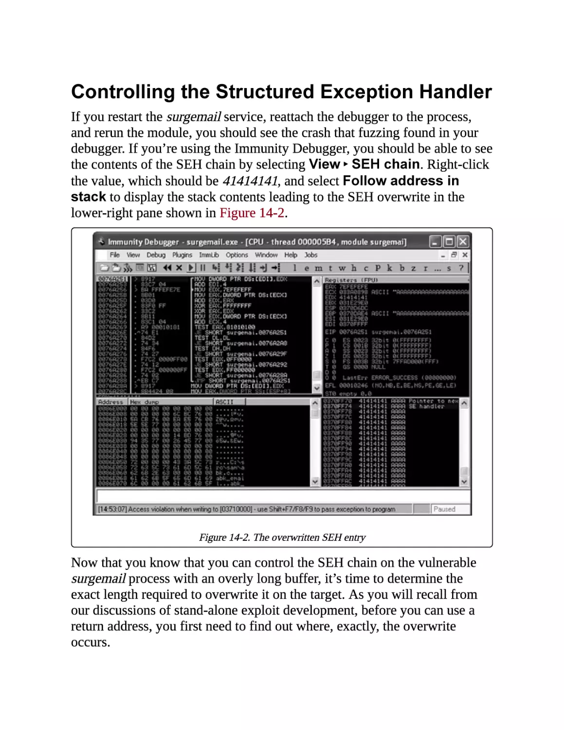 Controlling the Structured Exception Handler